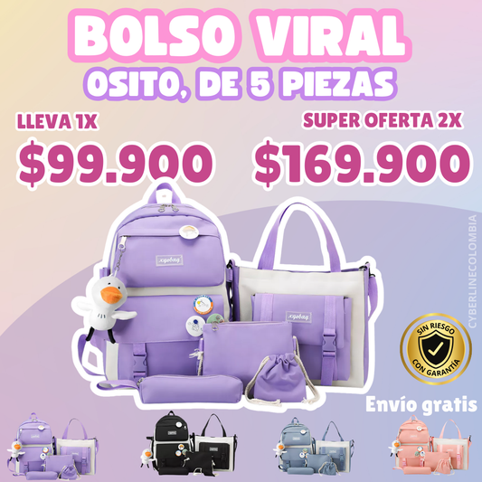 COMBO VIRAL BOLSOS 5 EN 1 , ¡Tu combo perfecto para organizarte con estilo! 🎀