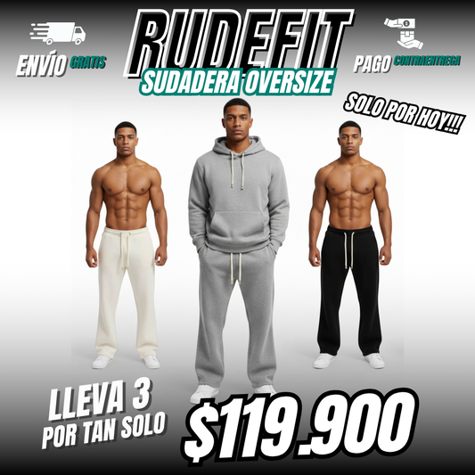 RudeFit™ Pack 3 - Sudadera de comodidad premium con corte moderno y estilo urbano perfecto.