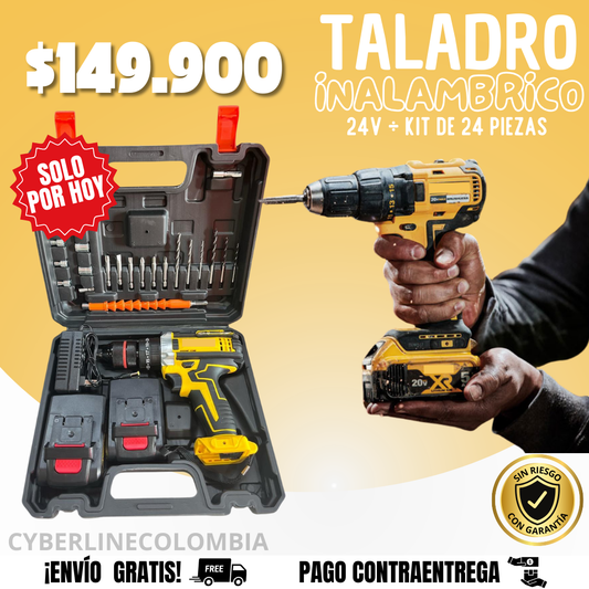 TALADRO DEWALT DE 24 VOLTIOS + KIT DE 24 ACCESORIOS🎁
