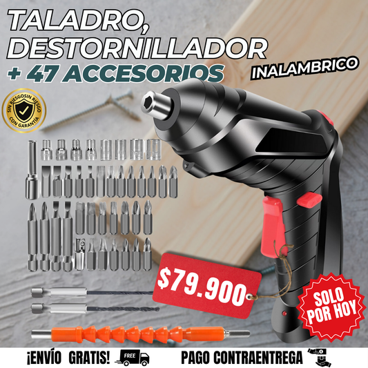 TALADRO DESTORNILLADOR + KIT 47 ACCESORIOS🎁