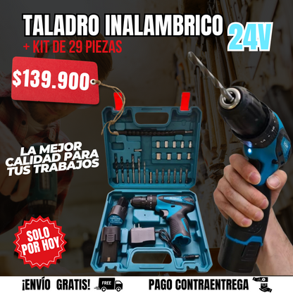 TALADRO INALAMBRICO MAKITA24V + KIT 29 PIEZAS🎁